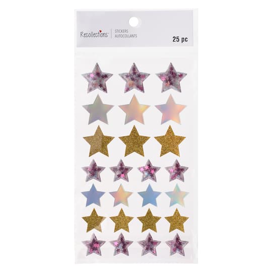 12 Packs: 25 ct. (300 total) Sparkle Mix Star Stickers by Recollections™